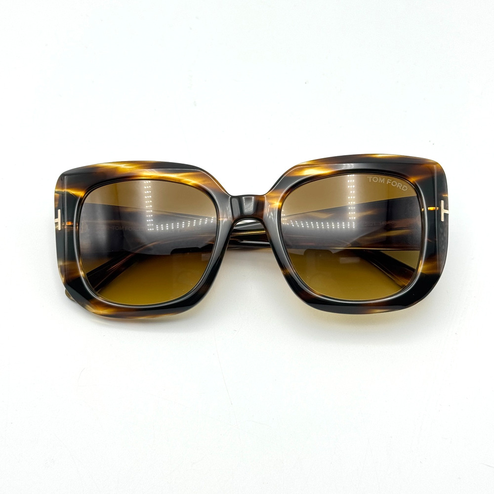 Tom Ford Sunglasses Carla-02 TF1220 55F Havana Square Frame Brown Gradient 52mm